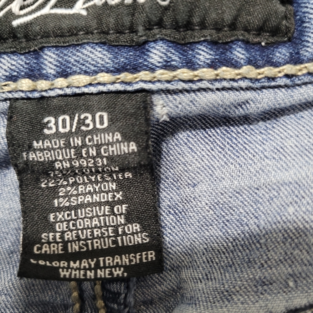 True Luck Men's Miles Straight Distressed Jeans Size 30/30 Casual Acid Wash - Picture 8 of 13